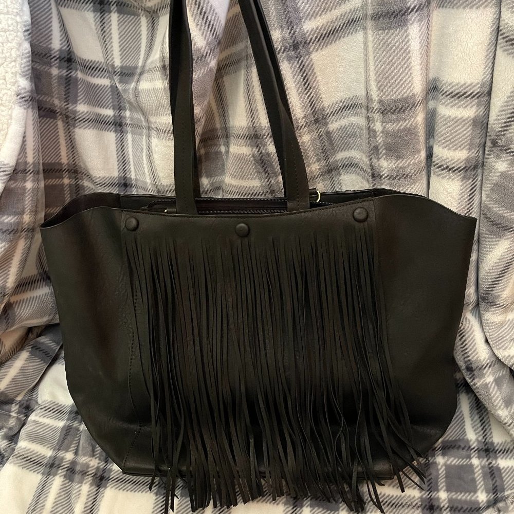 Black Fringe Tote